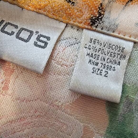 CHICO'S Floral Jacquard Button Front Jacket Viscose Blend Chico's 2 - L (12) - Picture 6 of 6